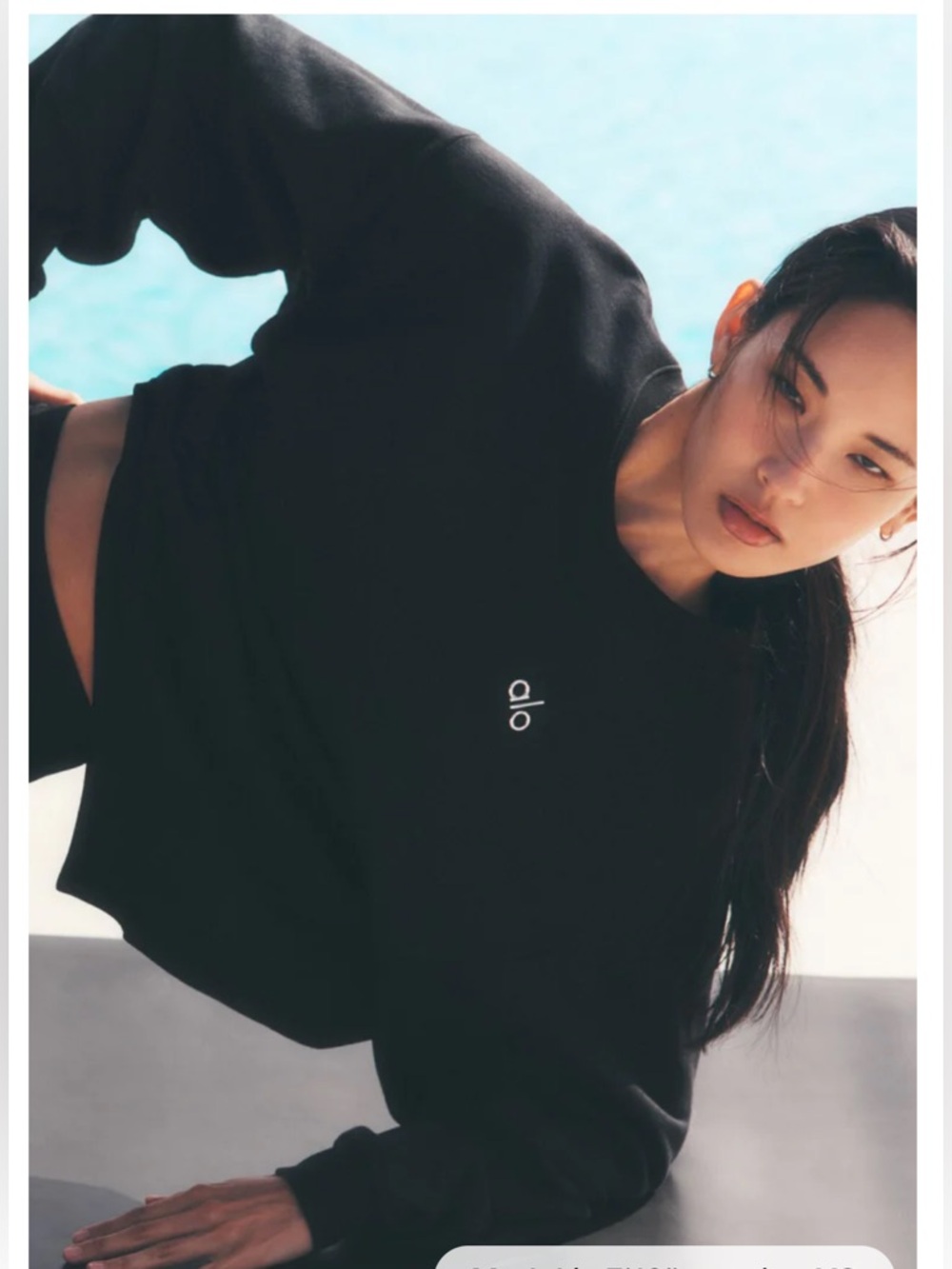 Alo Women's Black Cropped Crew Sweatshirt L NWT